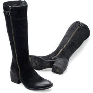 Born women’s tall poly sueded leather zipper boots black distressed size 10